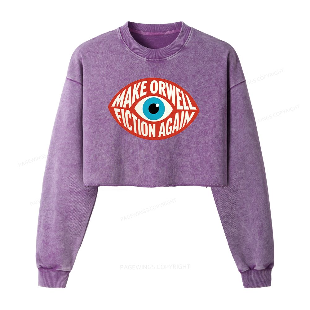 Pagewings Dystopia Quote Washed Crop Sweatshirt