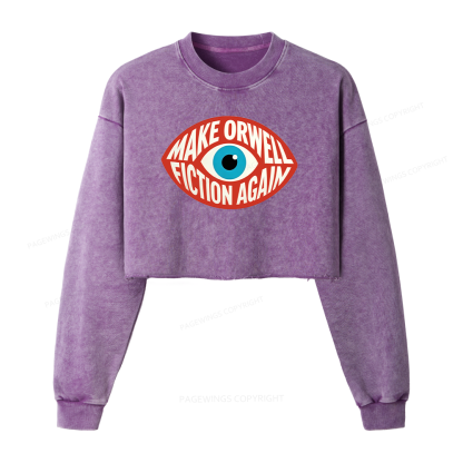 Pagewings Dystopia Quote Washed Crop Sweatshirt