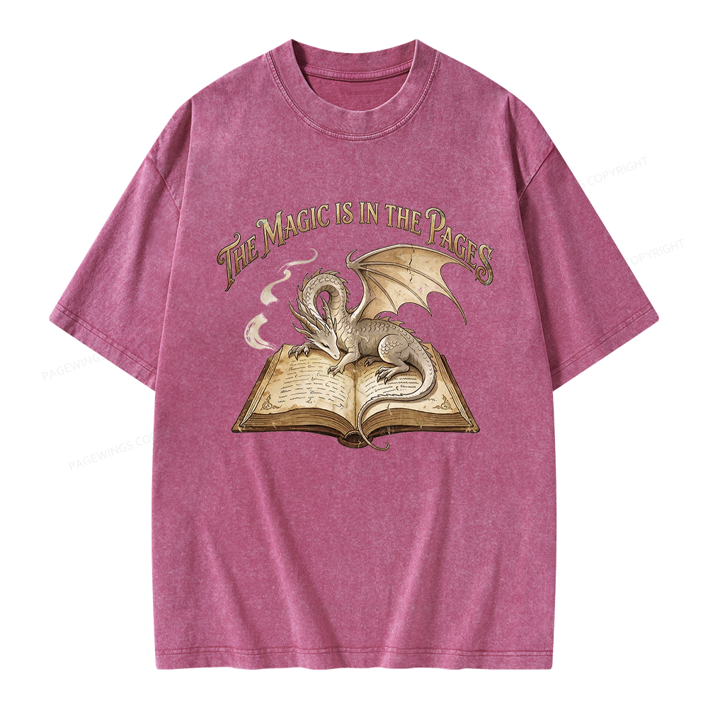 Pagewings The Magic Is In The Pages Unisex Washed T-shirt