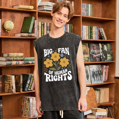 Pagewings Big Fan of Human Rights Unisex Washed Tank Top