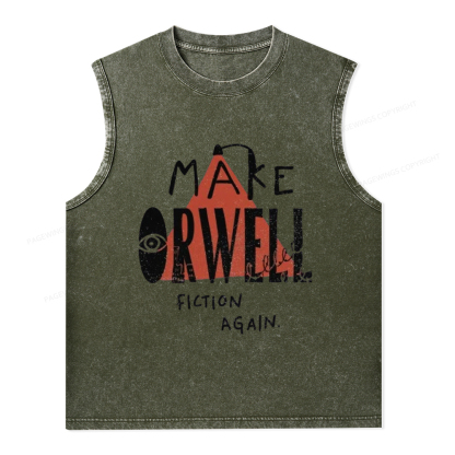 Pagewings Make Orwell Fiction Again Unisex Washed Tank Top