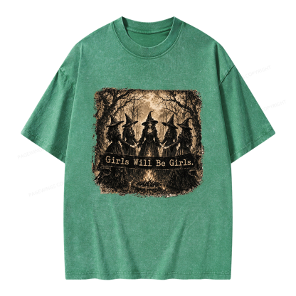 Pagewings Girls Will Be Girls Unisex Washed T-shirt