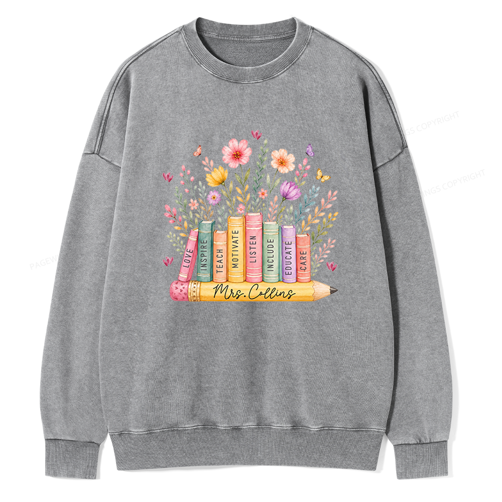 Pagewings Personalized Wildflower Books Unisex Washed Sweatshirt
