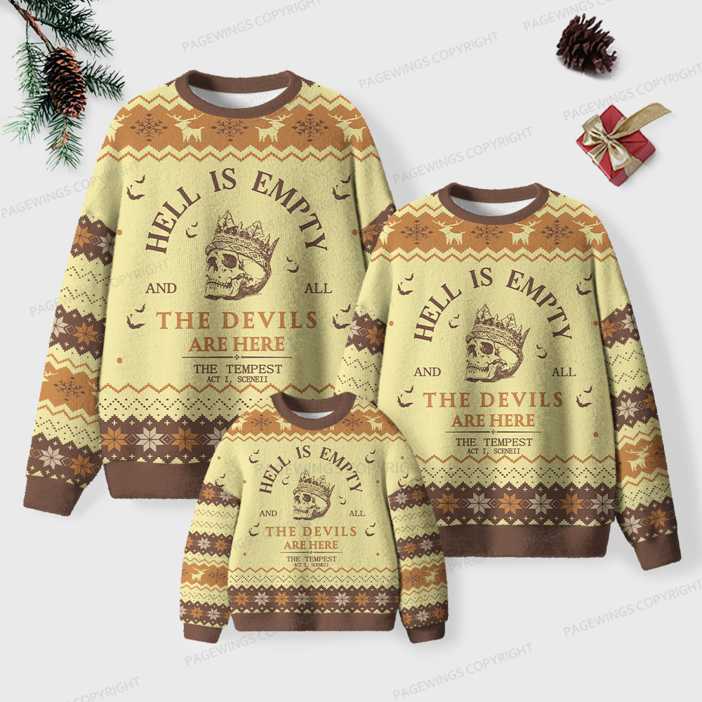 Pagewings Hell Is Empty And All The Devils Are Here Unisex Ugly Knit Sweatshirt