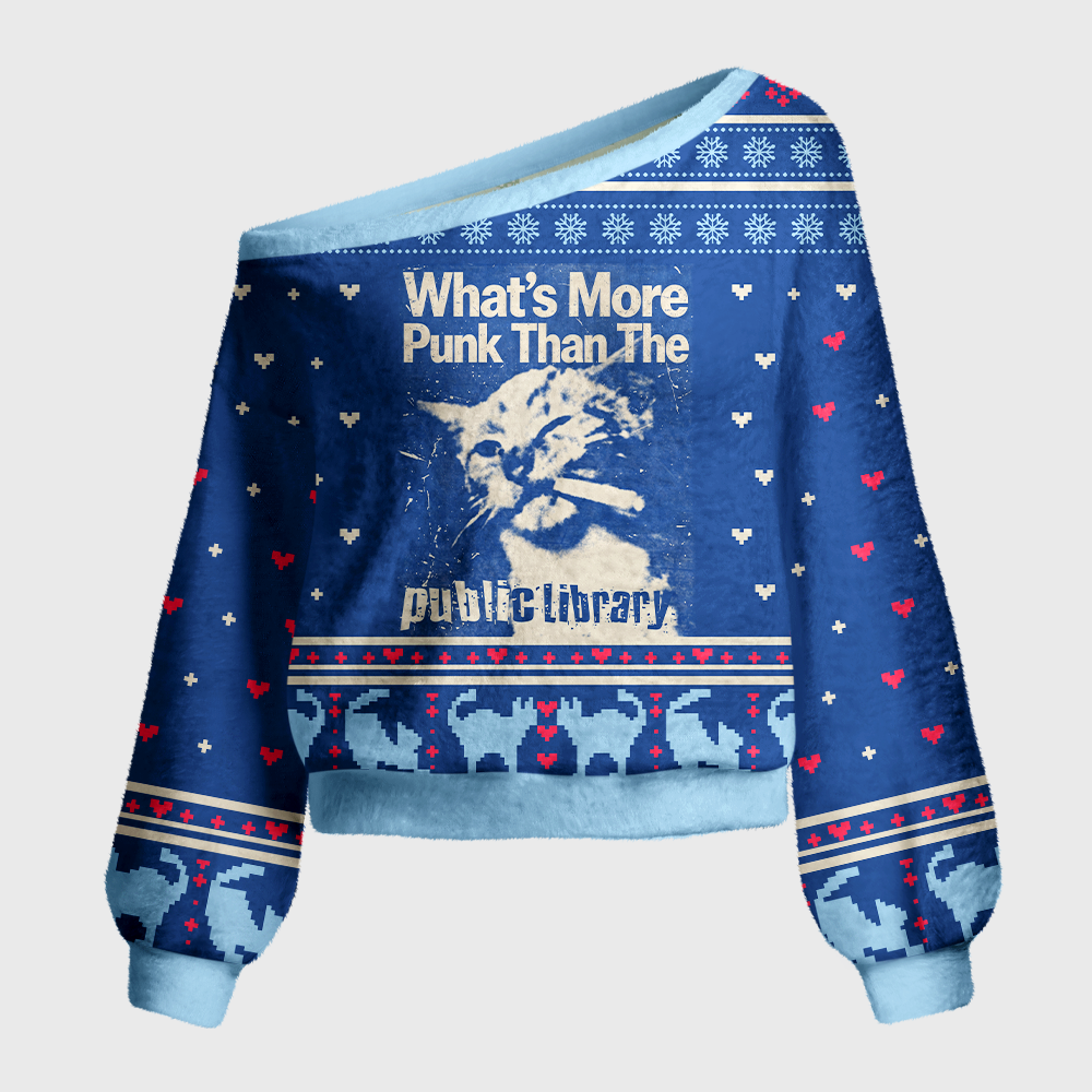 Pagewings Book Lover Off Shoulder Ugly Knit Sweater