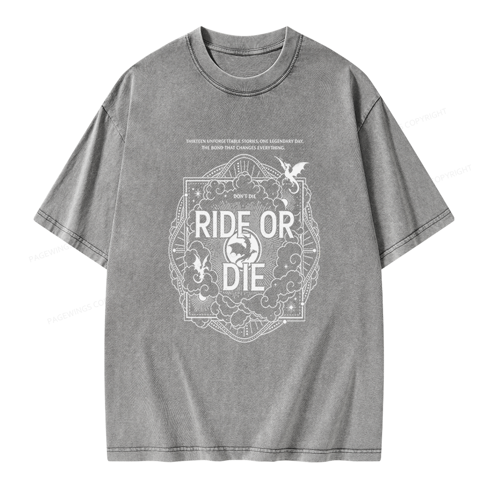 Pagewings Ride or Die Unisex Washed T-shirt