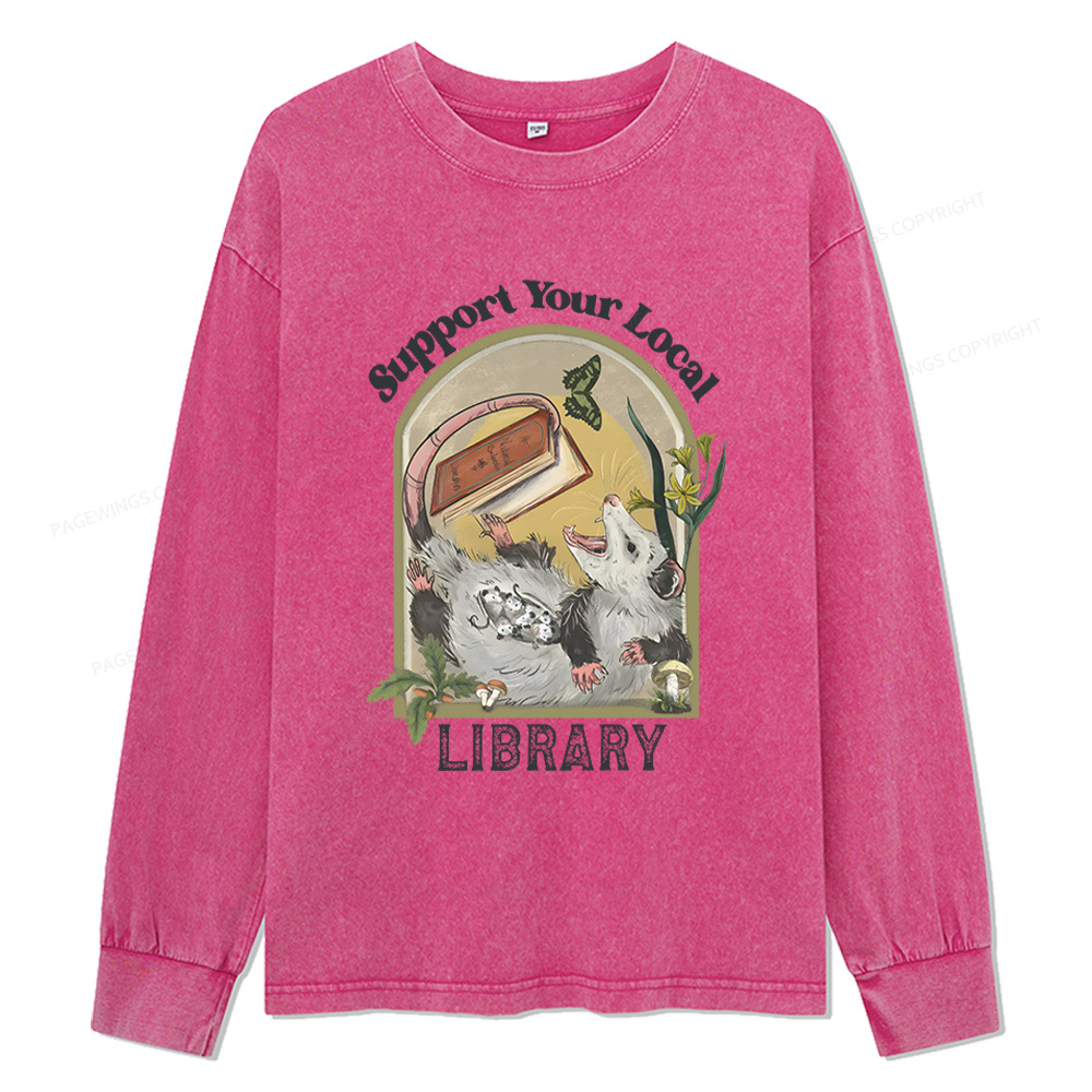 Pagewings Library Readers Make Leaders Jersey Unisex Washed Long Sleeve T-shirt