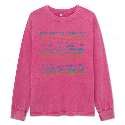 Pagewings Vintage Library Rainbow Unisex Washed Long Sleeve T-shirt