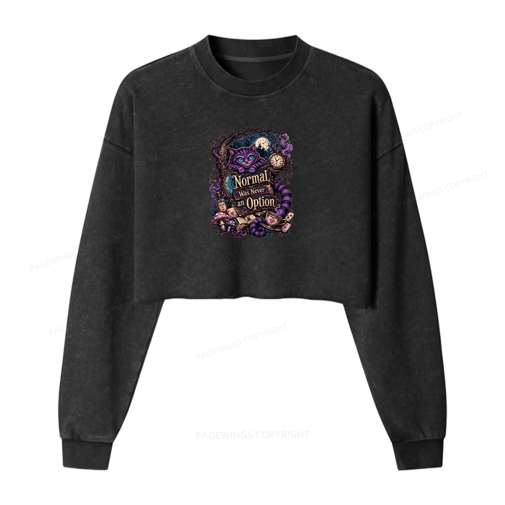 Pagewings Normal Was Never an Option Washed Crop Sweatshirt
