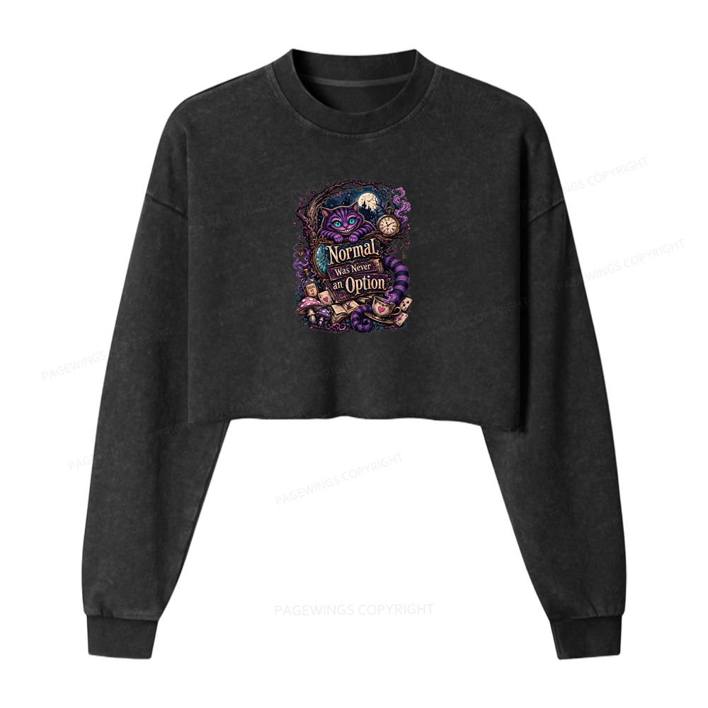 Pagewings Normal Was Never an Option Washed Crop Sweatshirt