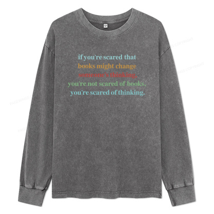 Pagewings Censorship Social Justice Shirt Booktrovert Unisex Washed Long Sleeve T-shirt