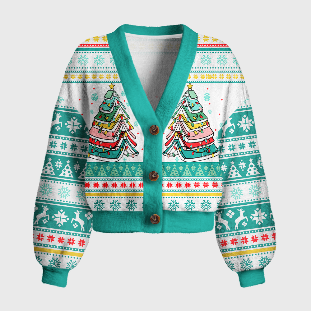 Pagewings Christmas Book Fair Women's Cardigan Sweater