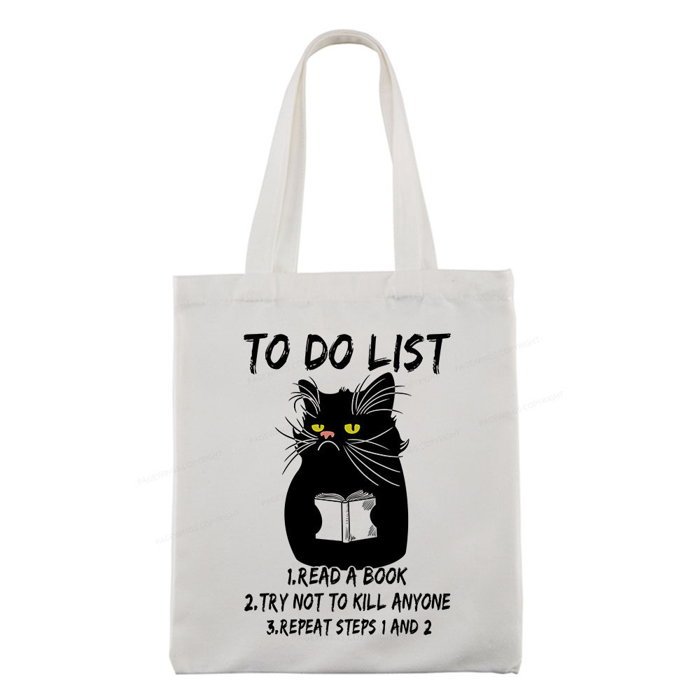 Pagewings Black Cat To Do List Tote Bag