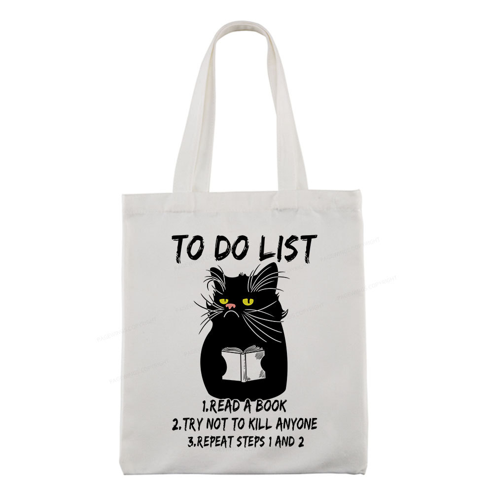 Pagewings Black Cat To Do List Tote Bag