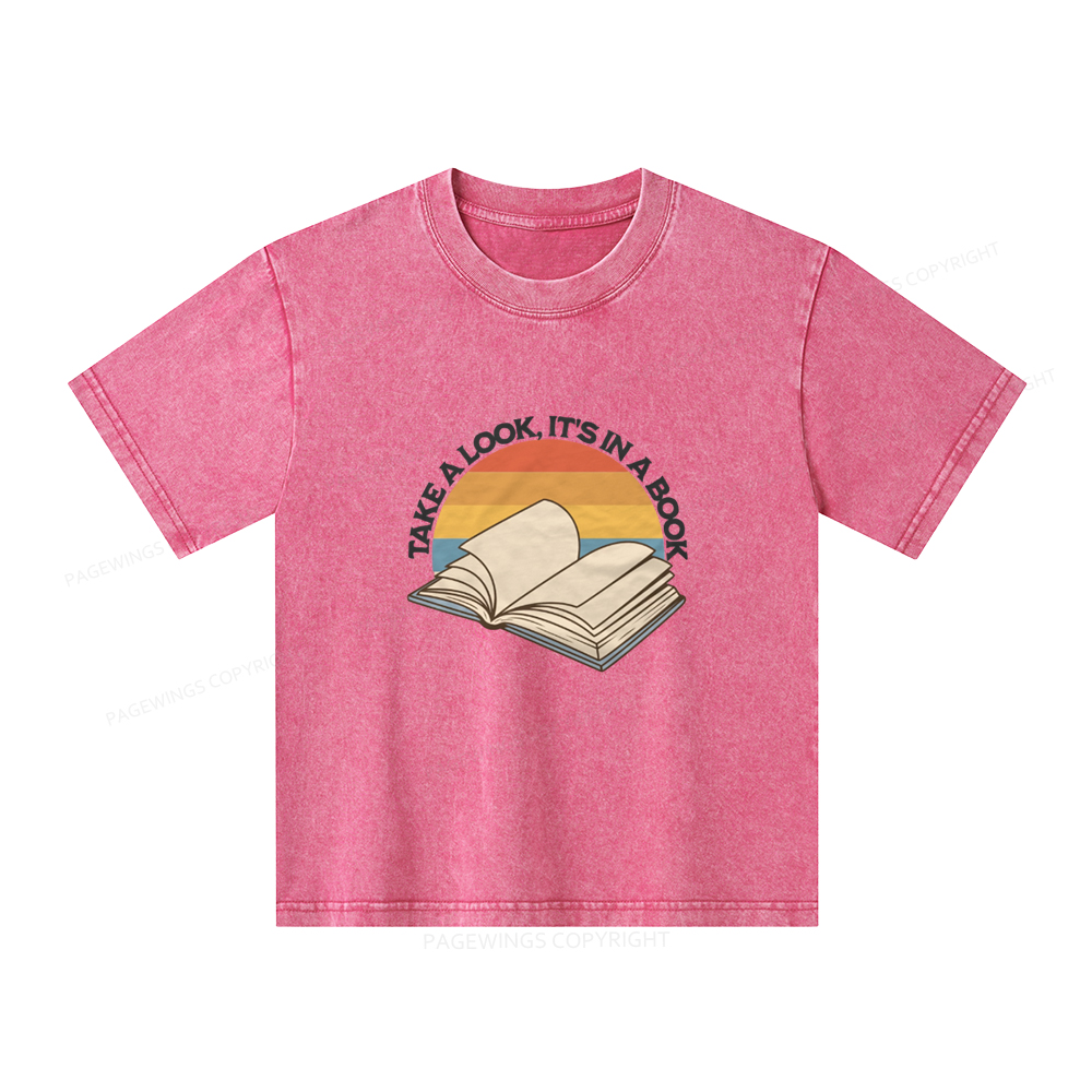 Pagewings Take A Look It's In A Book Unisex Kids Washed T-shirt