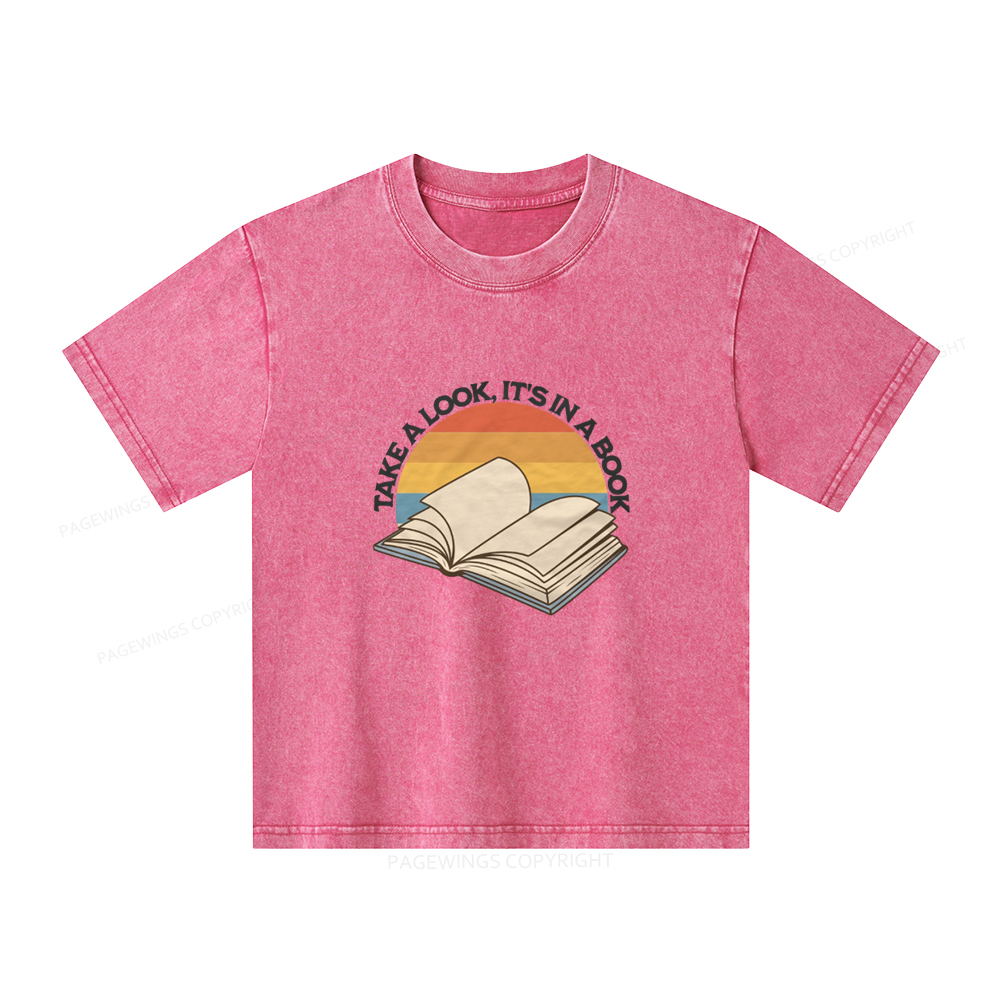 Pagewings Take A Look It's In A Book Unisex Kids Washed T-shirt