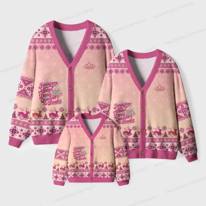 Pagewings Imagine Being Afraid Of Drag Queens And Books Unisex Ugly Cardigan Sweaters