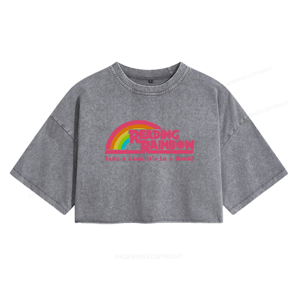 Pagewings Take a Look it's in a Book Women's Washed Cropped T-shirt