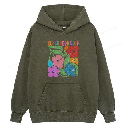 Pagewing Queer Book Club Unisex Washed Hoodie