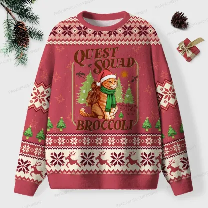 Pagewings Quest Squad Broccoli Unisex Ugly Knit Sweatshirt