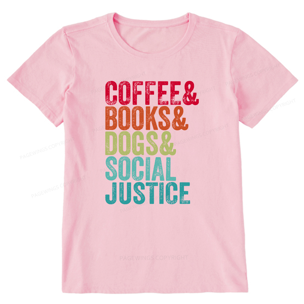 Pagewings Books Coffee Dogs Social Justice Unisex Classic T-shirt