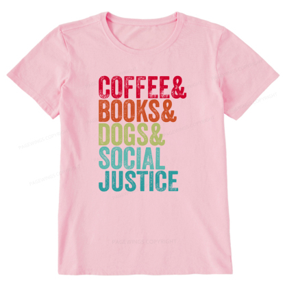 Pagewings Books Coffee Dogs Social Justice Unisex Classic T-shirt