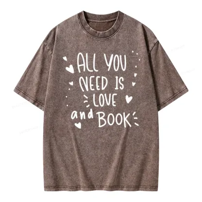 Pagewing All You Need Is Love And Book Unisex Washed T-shirt