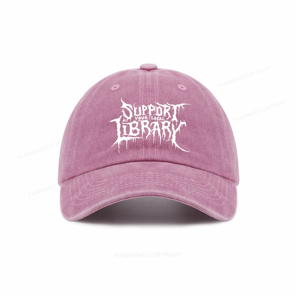 Pagewings Support Your Local Library Washed Cap