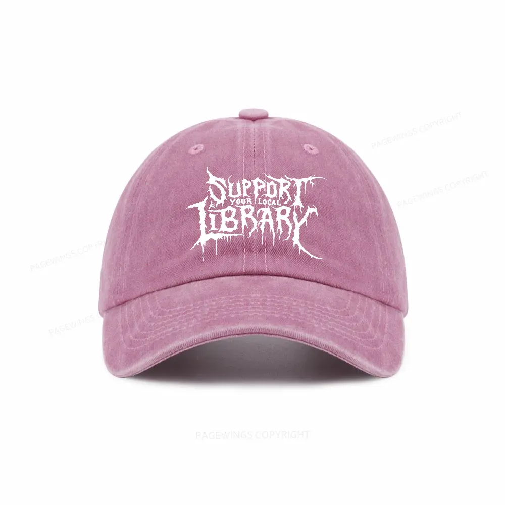 Pagewings Support Your Local Library Washed Cap