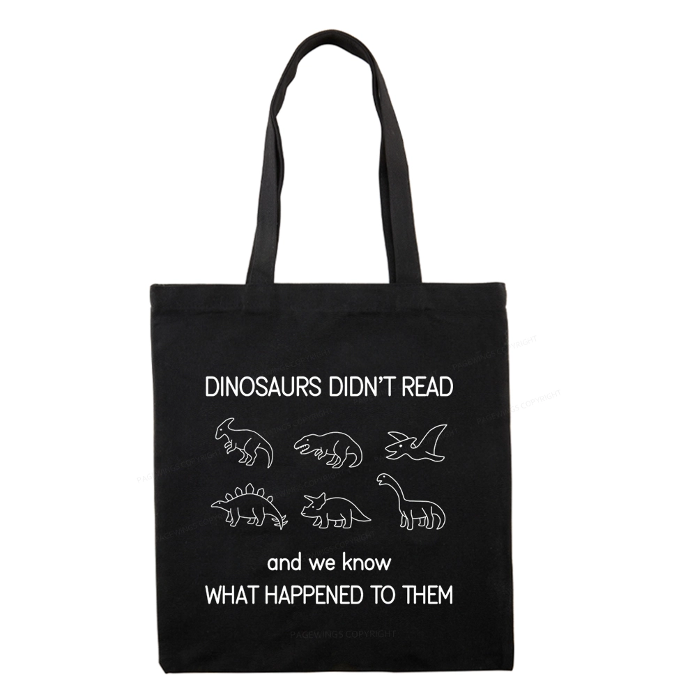 Pagewings Dinosaur Didn't Read Book Tote Bag