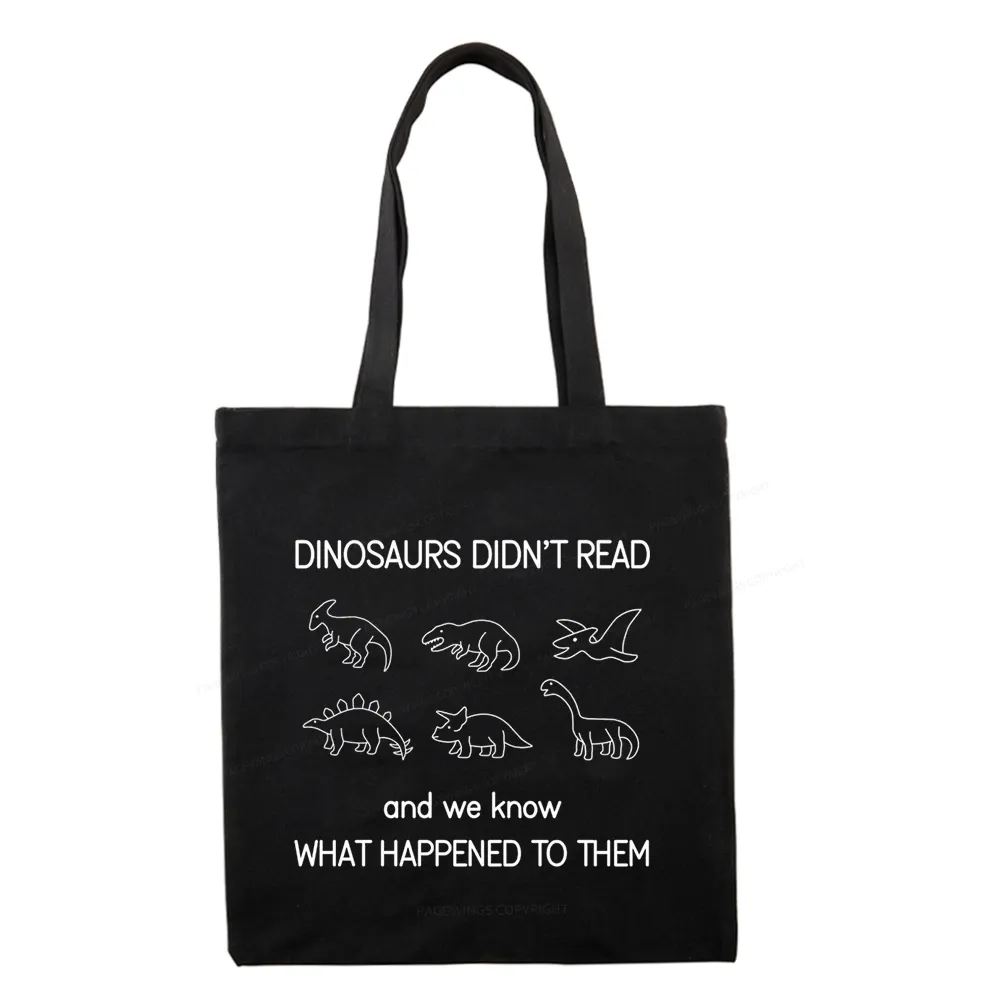 Pagewings Dinosaur Didn't Read Book Tote Bag