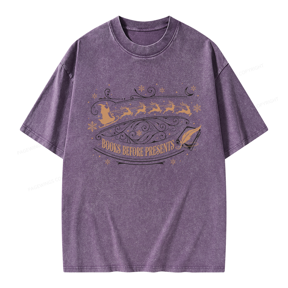 Pagewings Books Before Presents Unisex Washed T-shirt