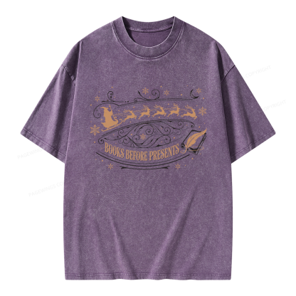 Pagewings Books Before Presents Unisex Washed T-shirt