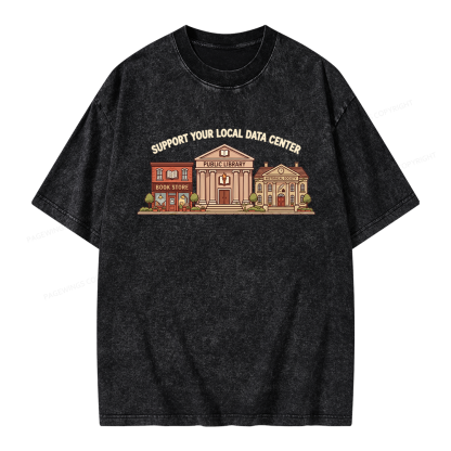 Pagewings Support Your Local Data Center Unisex Washed T-shirt