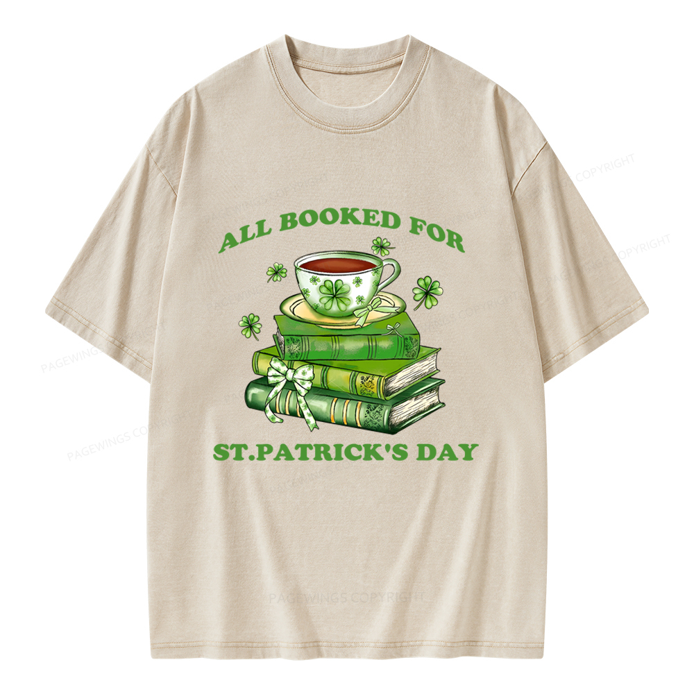 Pagewings All Booked For St. Patrick's Day Unisex Washed T-shirt