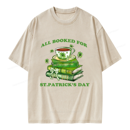 Pagewings All Booked For St. Patrick's Day Unisex Washed T-shirt