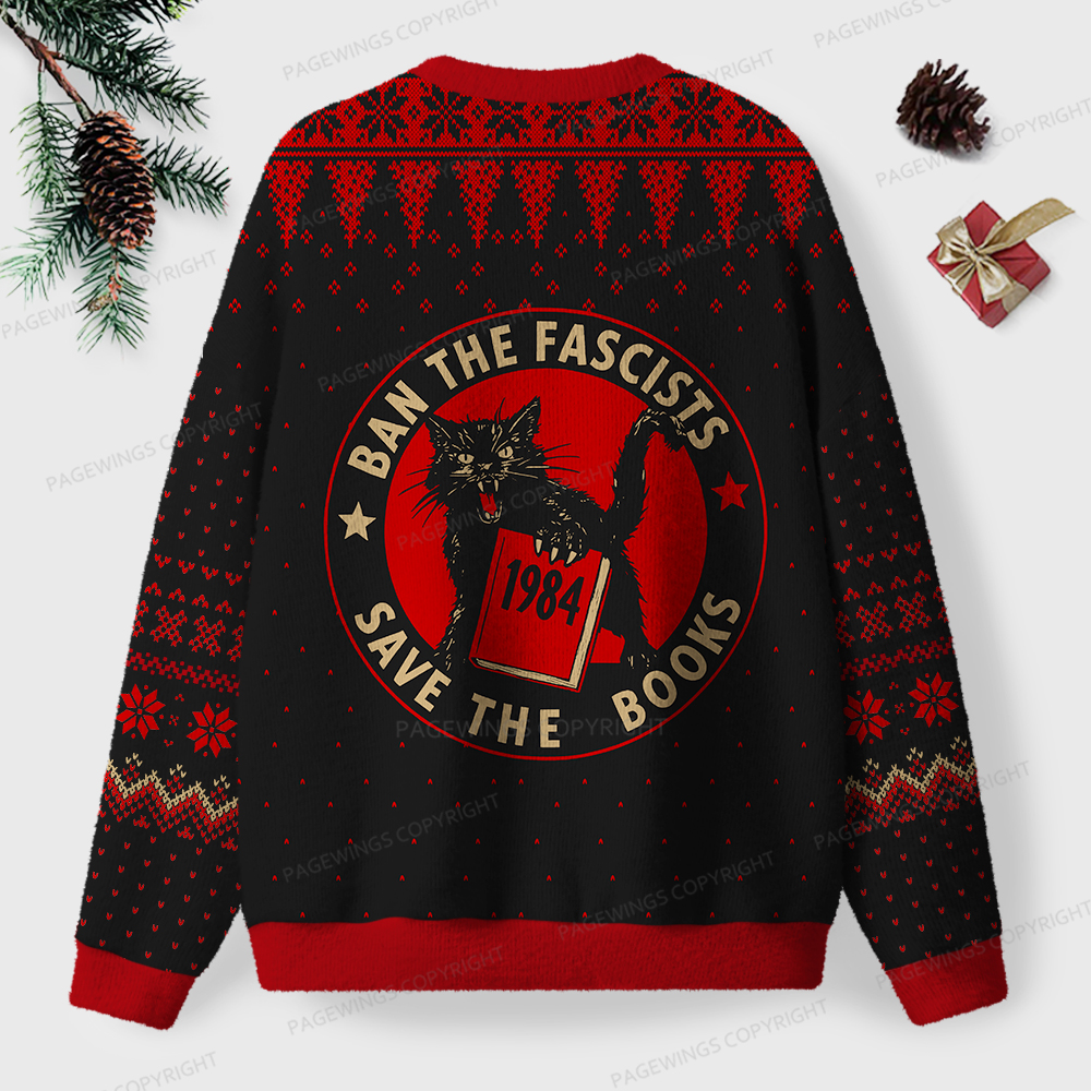 Pagewings Ban The Fascists Save The Books Unisex Ugly Sweatshirt