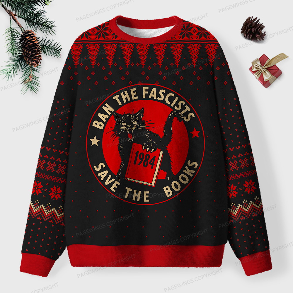 Pagewings Ban The Fascists Save The Books Unisex Ugly Sweatshirt