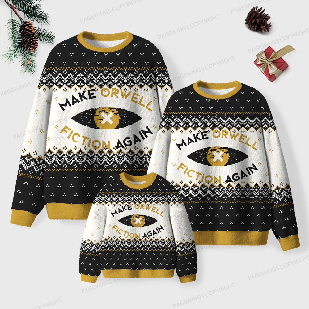Pagewings Make Orwell Fiction Again Unisex Ugly Knit Sweatshirt