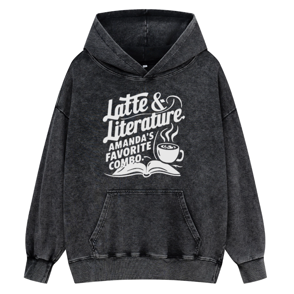 Pagewings Latte & Literature Amanda's Favorite Combo Unisex Washed Hoodie