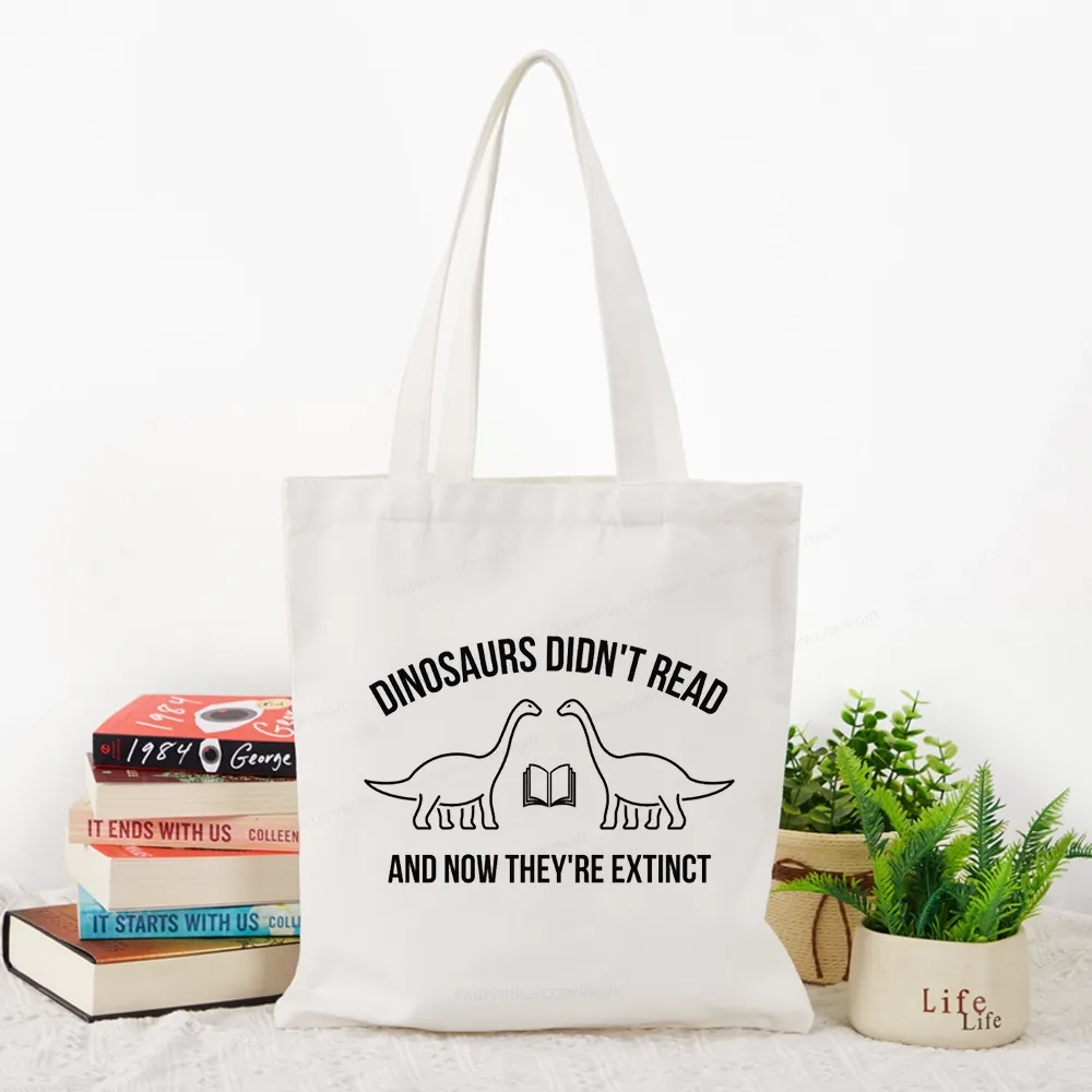 Pagewings Dinosaurs Didn't Read Tote Bag