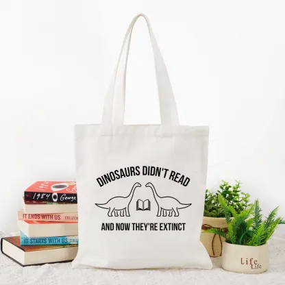 Pagewings Dinosaurs Didn't Read Tote Bag