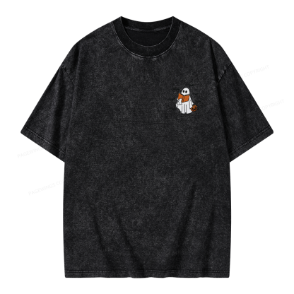 Pagewings Embroidered Book Lover Halloween Unisex Washed T-shirt