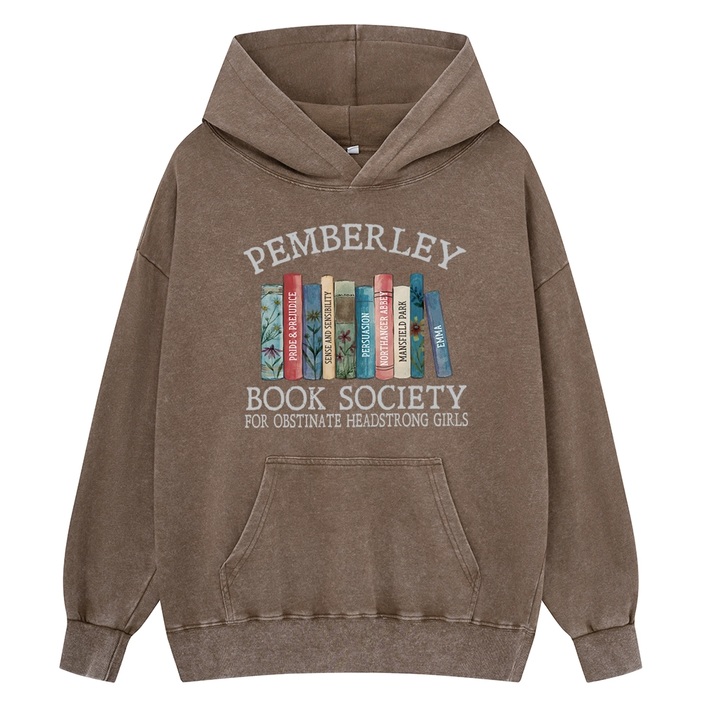 Pagewings Pemberley Book Society Unisex Washed Hoodie