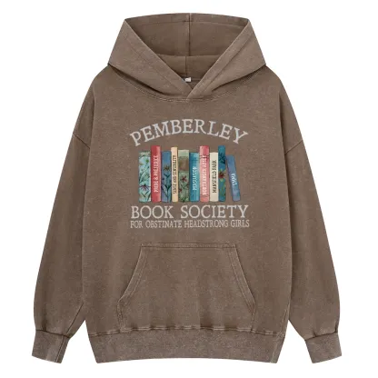 Pagewings Pemberley Book Society Unisex Washed Hoodie