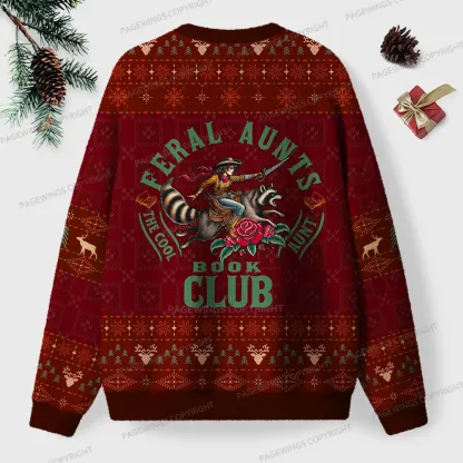 Pagewings Feral Aunts Book Club Unisex Ugly Knit Sweatshirt