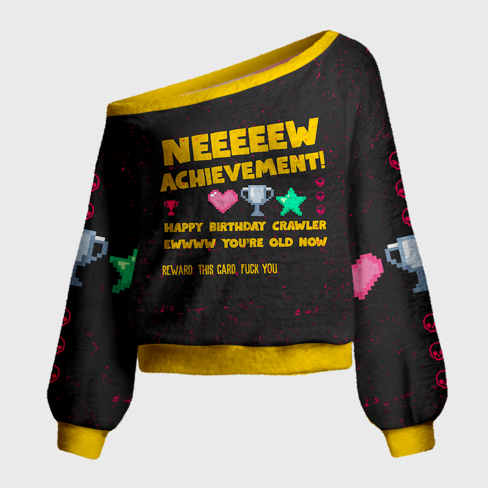 Pagewings Sci Fi Book Lover Off Shoulder Ugly Knit Sweater