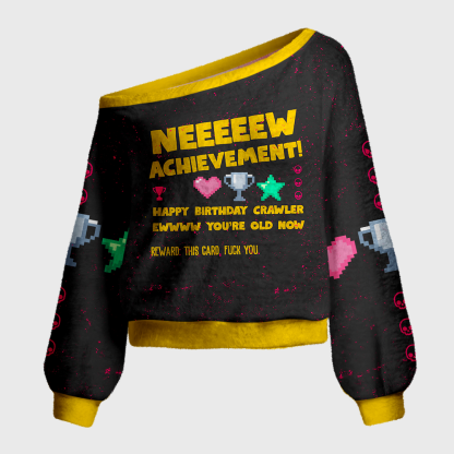 Pagewings Sci Fi Book Lover Off Shoulder Ugly Knit Sweater