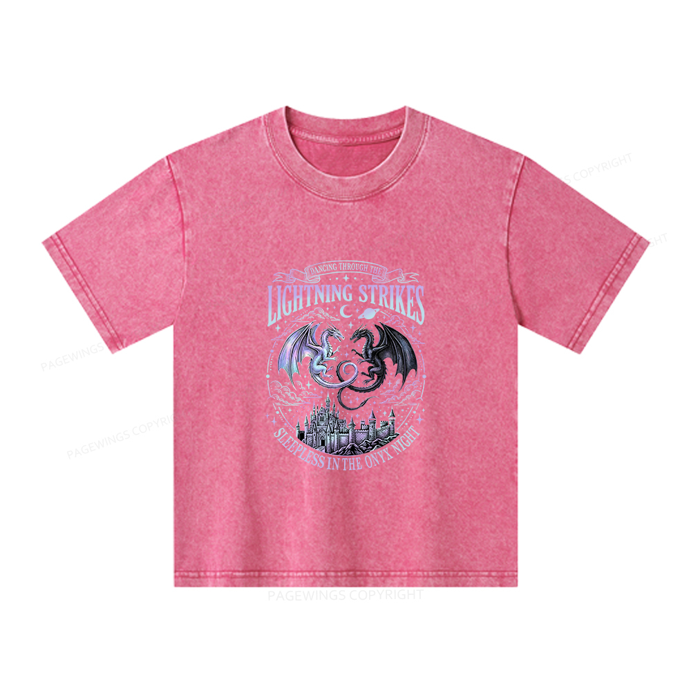 Pagewings Lightning Strikes Unisex Kids Washed T-shirt