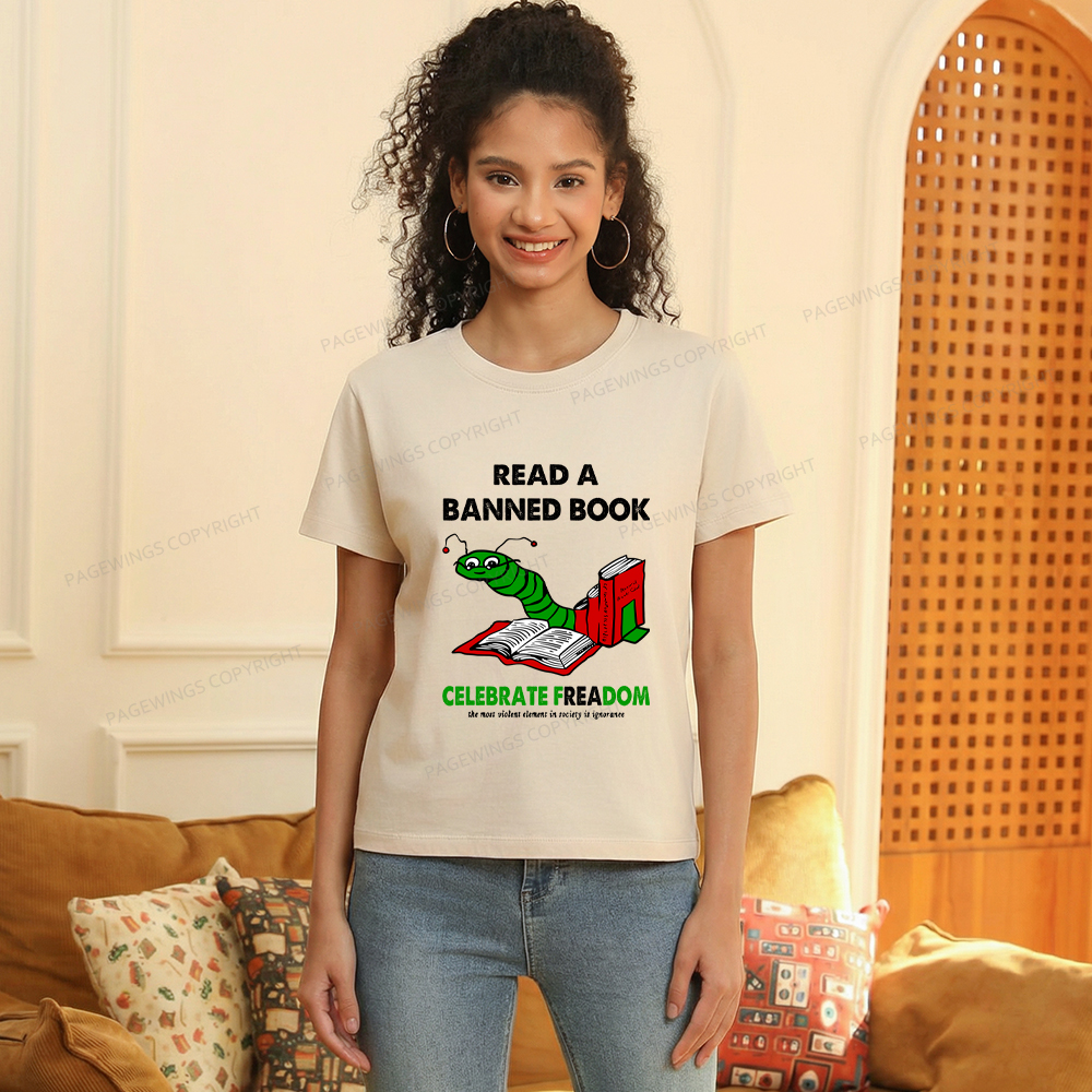 Pagewings Read A Banned Book Women's Washed T-shirt